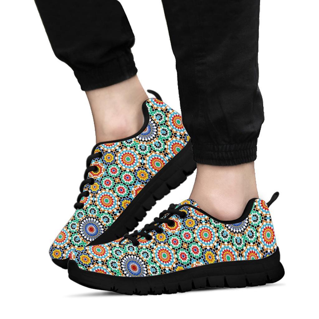 Mosaic Colorful Pattern Print Sneaker Shoes For Men Women-grizzshop