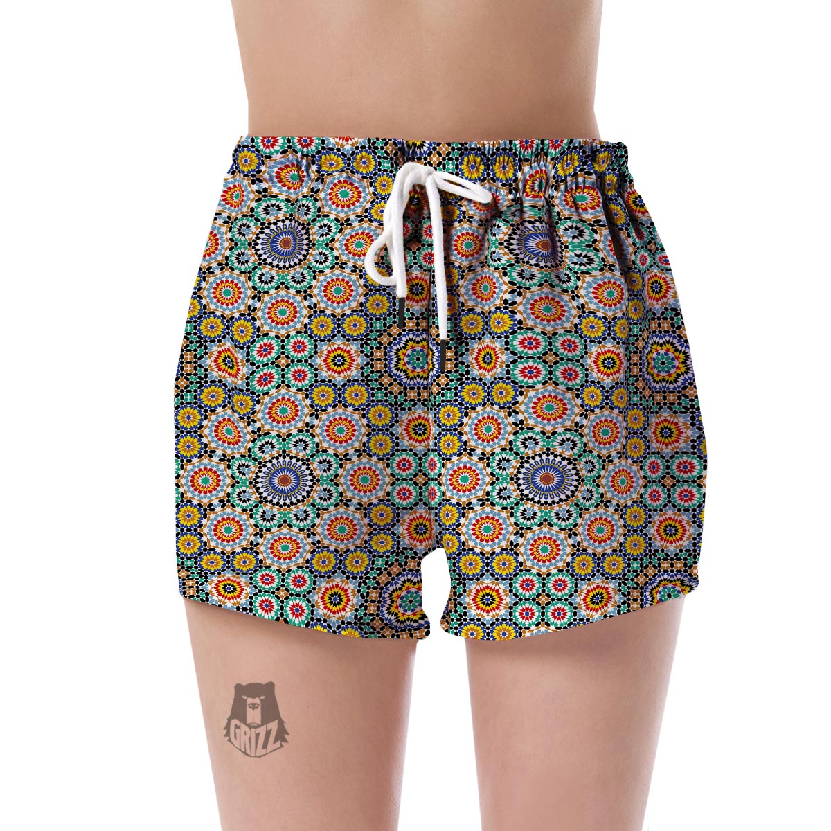 Mosaic Colorful Pattern Print Women's Shorts-grizzshop