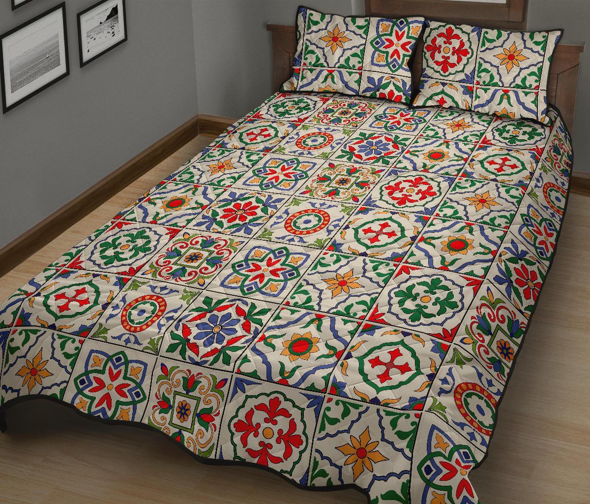 Mosaic Colorful Print Pattern Bed Set Quilt-grizzshop