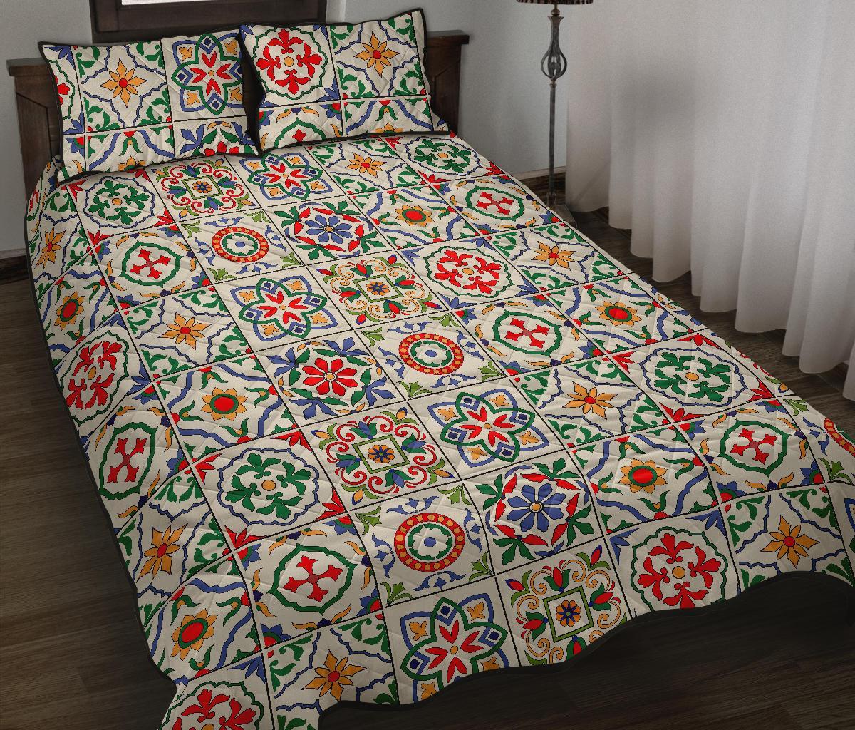 Mosaic Colorful Print Pattern Bed Set Quilt-grizzshop