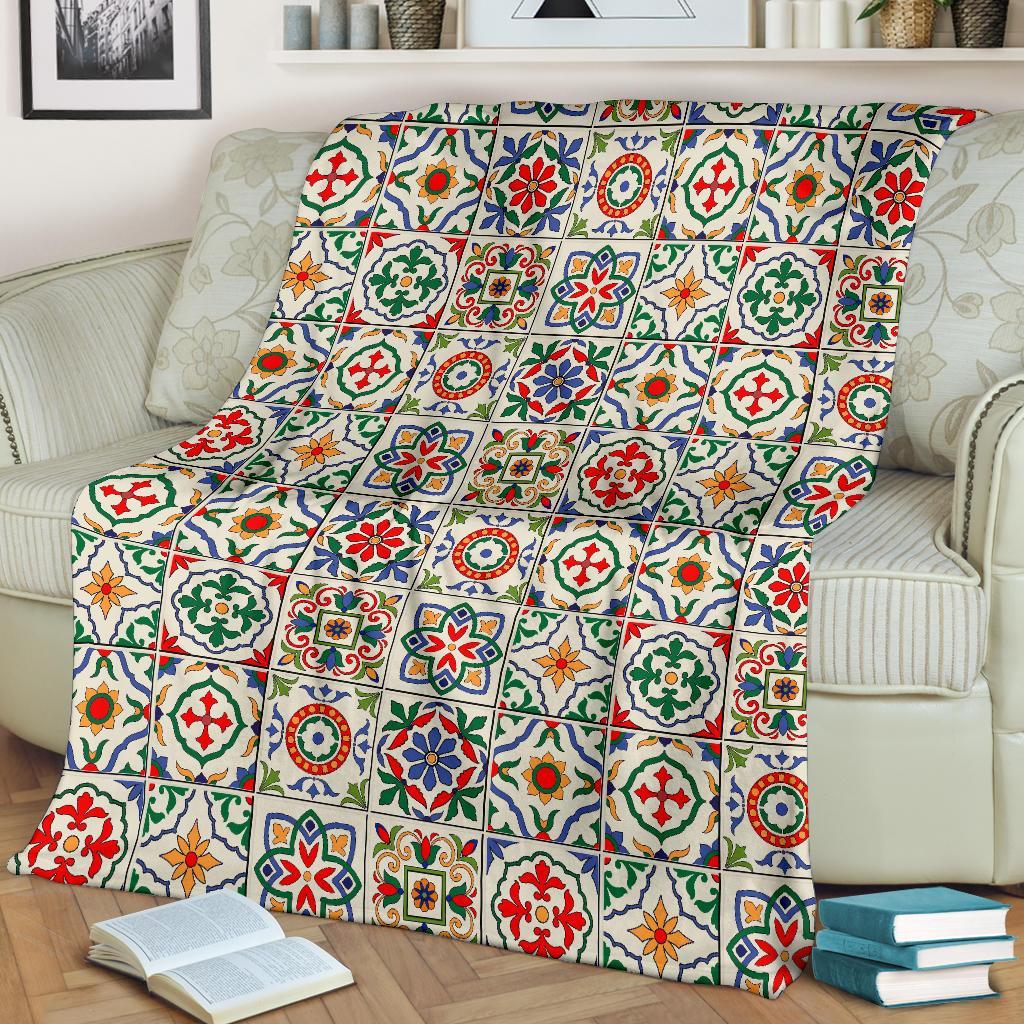 Mosaic Colorful Print Pattern Blanket-grizzshop