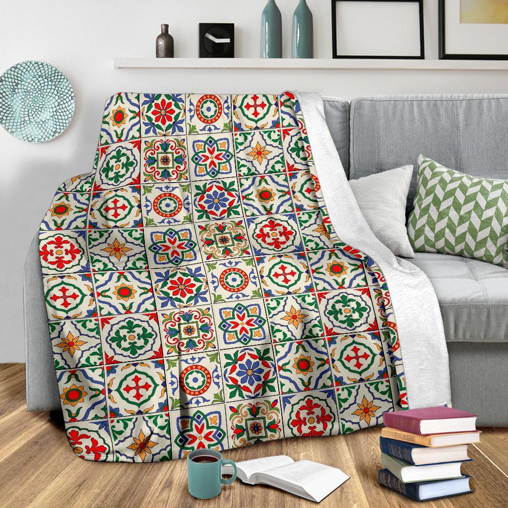 Mosaic Colorful Print Pattern Blanket-grizzshop