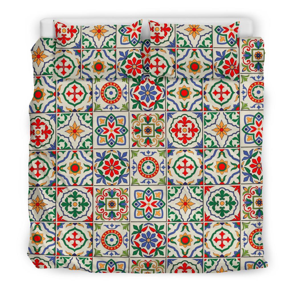 Mosaic Colorful Print Pattern Duvet Cover Bedding Set-grizzshop