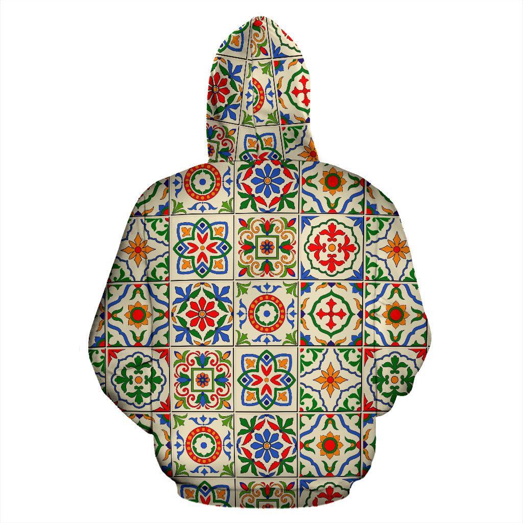 Mosaic Colorful Print Pattern Men Women Pullover Hoodie-grizzshop