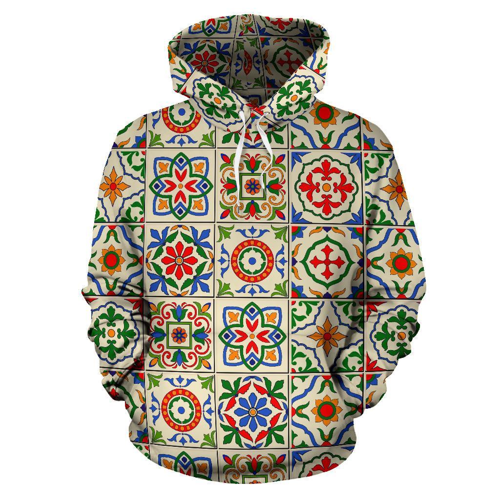 Mosaic Colorful Print Pattern Men Women Pullover Hoodie-grizzshop