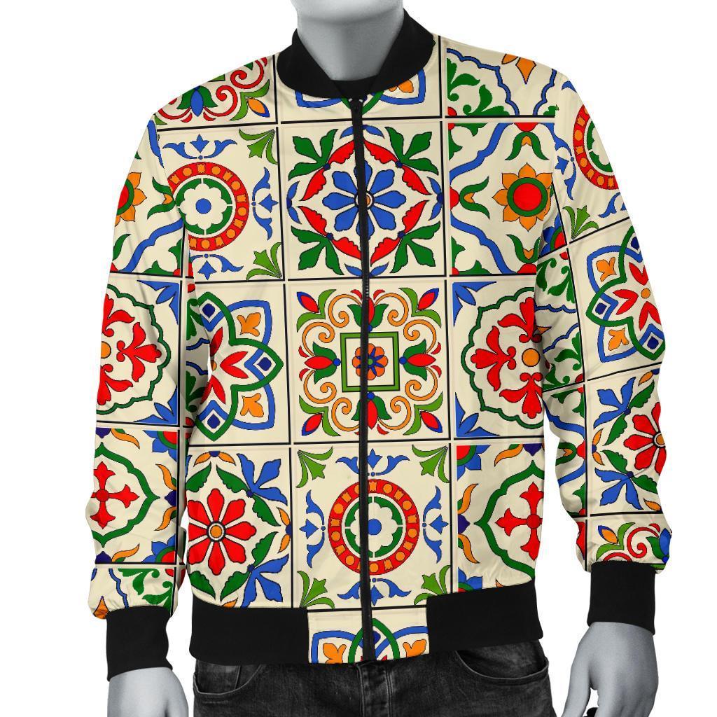 Mosaic Colorful Print Pattern Men's Bomber Jacket-grizzshop