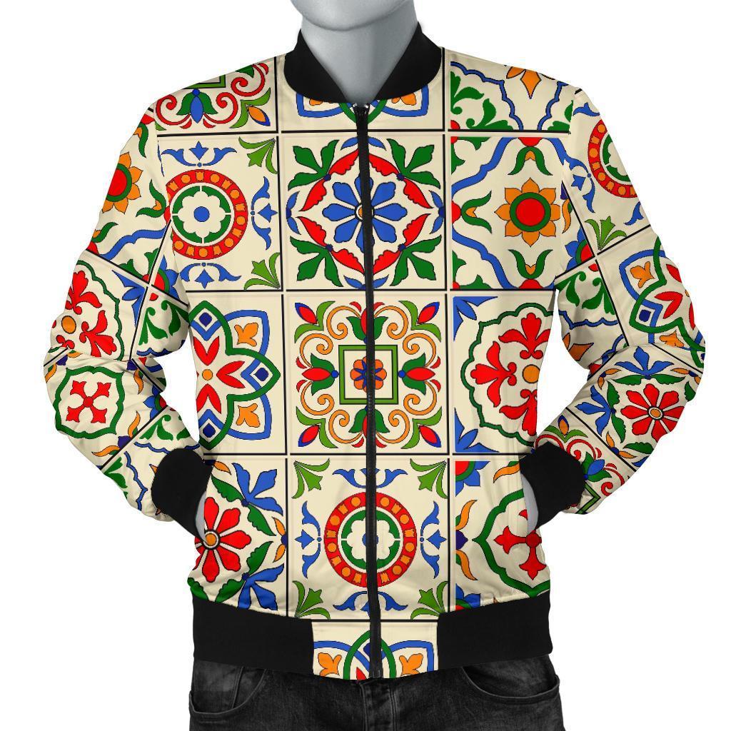 Mosaic Colorful Print Pattern Men's Bomber Jacket-grizzshop