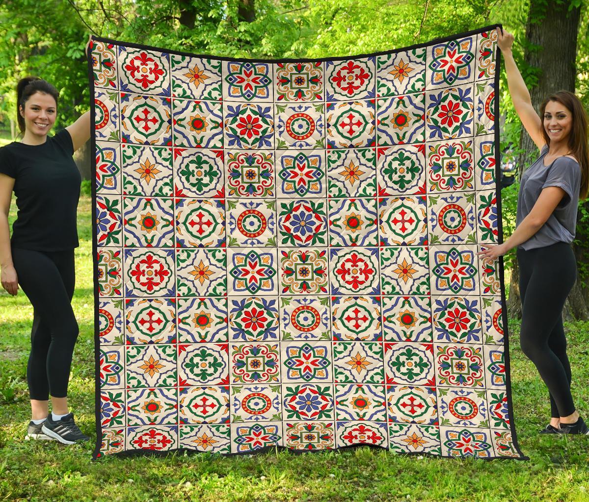 Mosaic Colorful Print Pattern Quilt-grizzshop