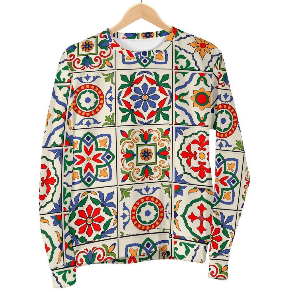 Mosaic Colorful Print Pattern Women's Sweatshirt-grizzshop