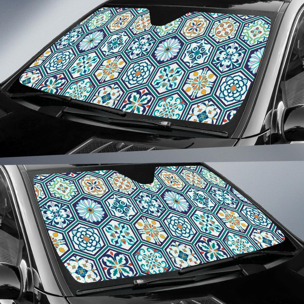 Mosaic Pattern Print Car Sun Shade-grizzshop