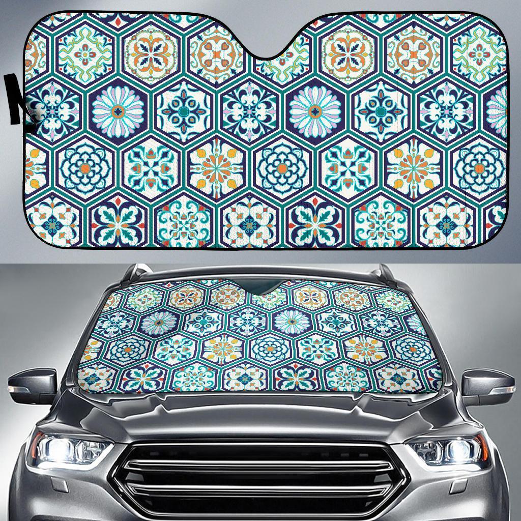Mosaic Pattern Print Car Sun Shade-grizzshop