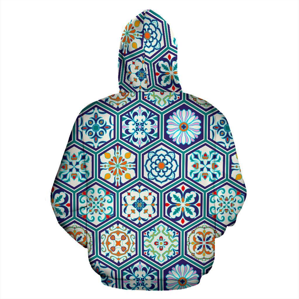 Mosaic Pattern Print Men Women Pullover Hoodie-grizzshop