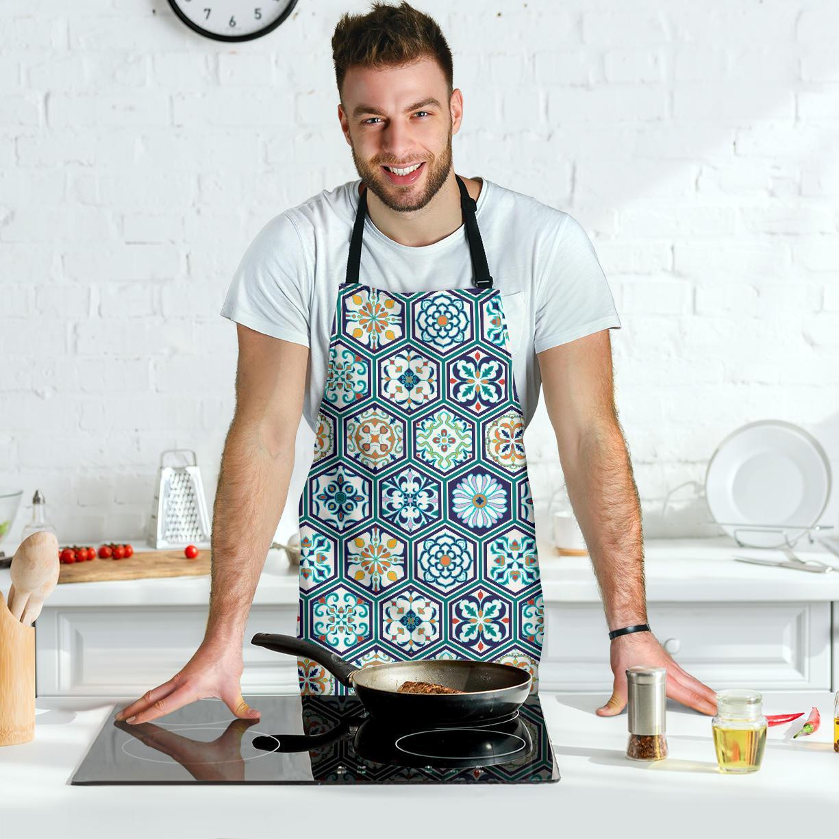 Mosaic Pattern Print Men's Apron-grizzshop