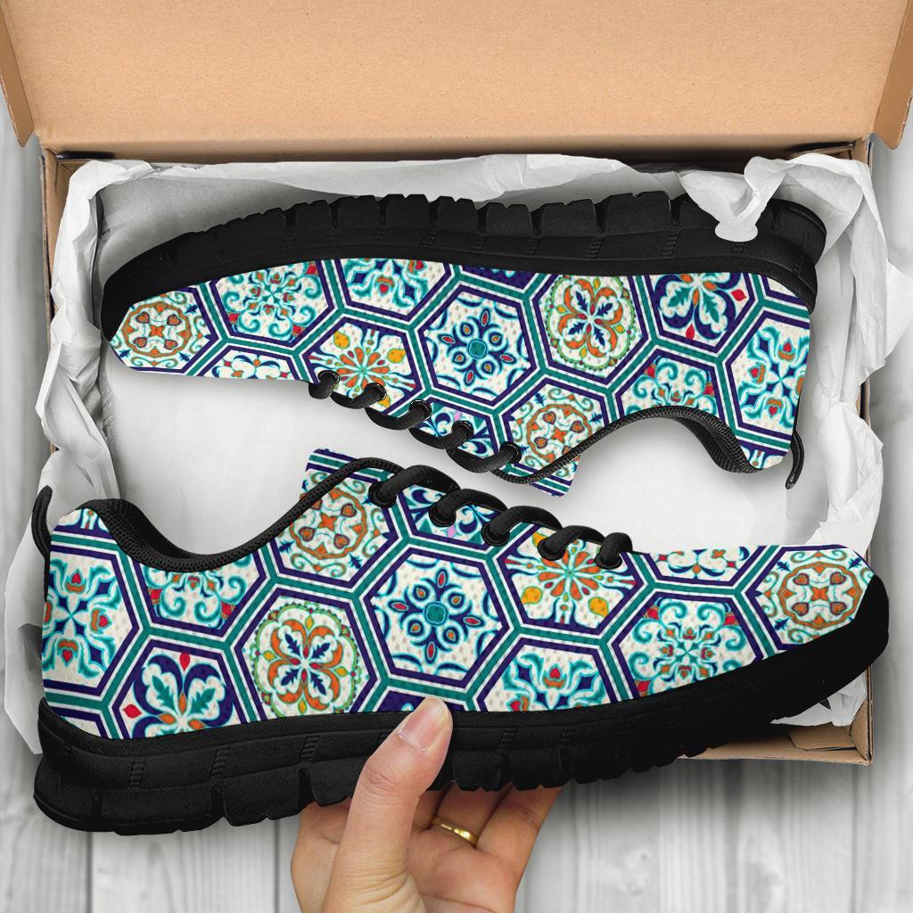 Mosaic Pattern Print Sneaker Shoes For Men Women-grizzshop