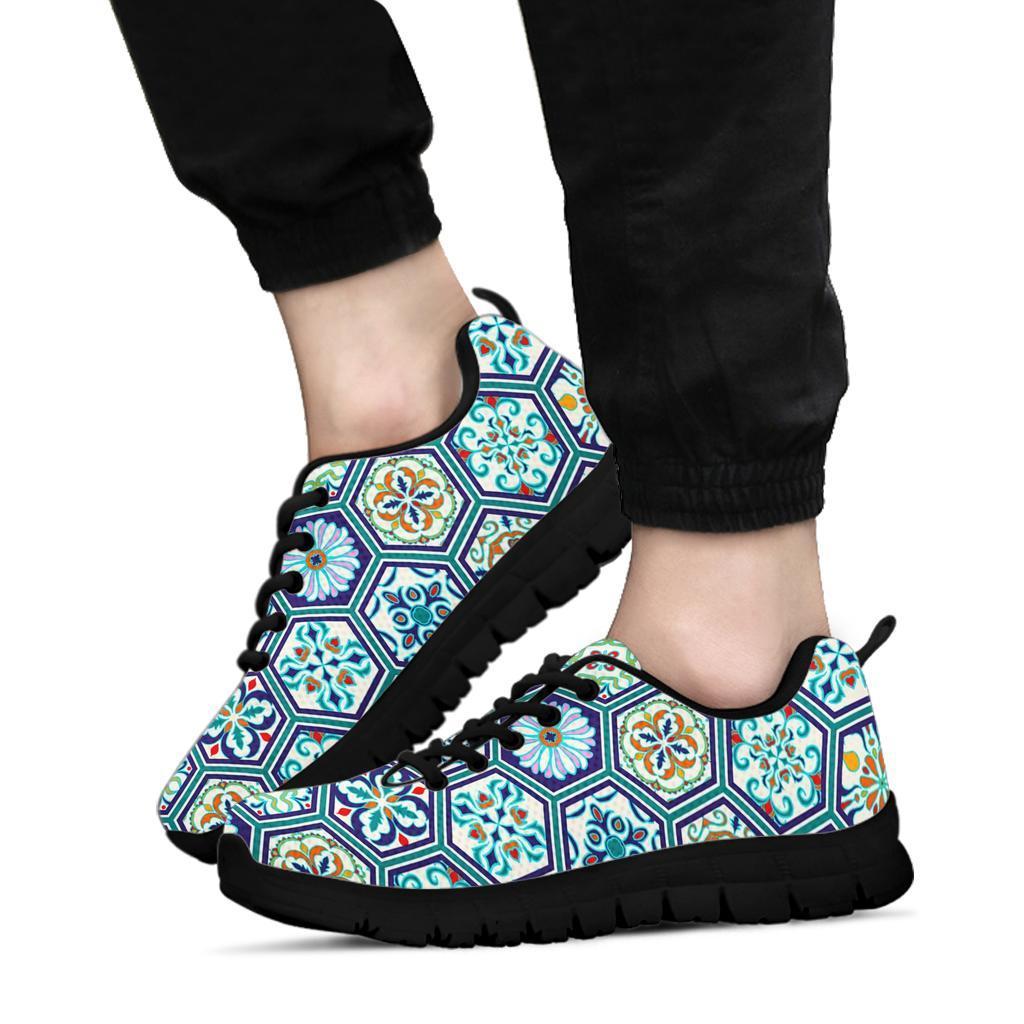 Mosaic Pattern Print Sneaker Shoes For Men Women-grizzshop