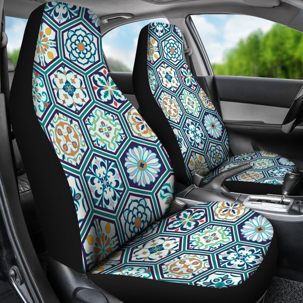 Mosaic Pattern Print Universal Fit Car Seat Covers-grizzshop