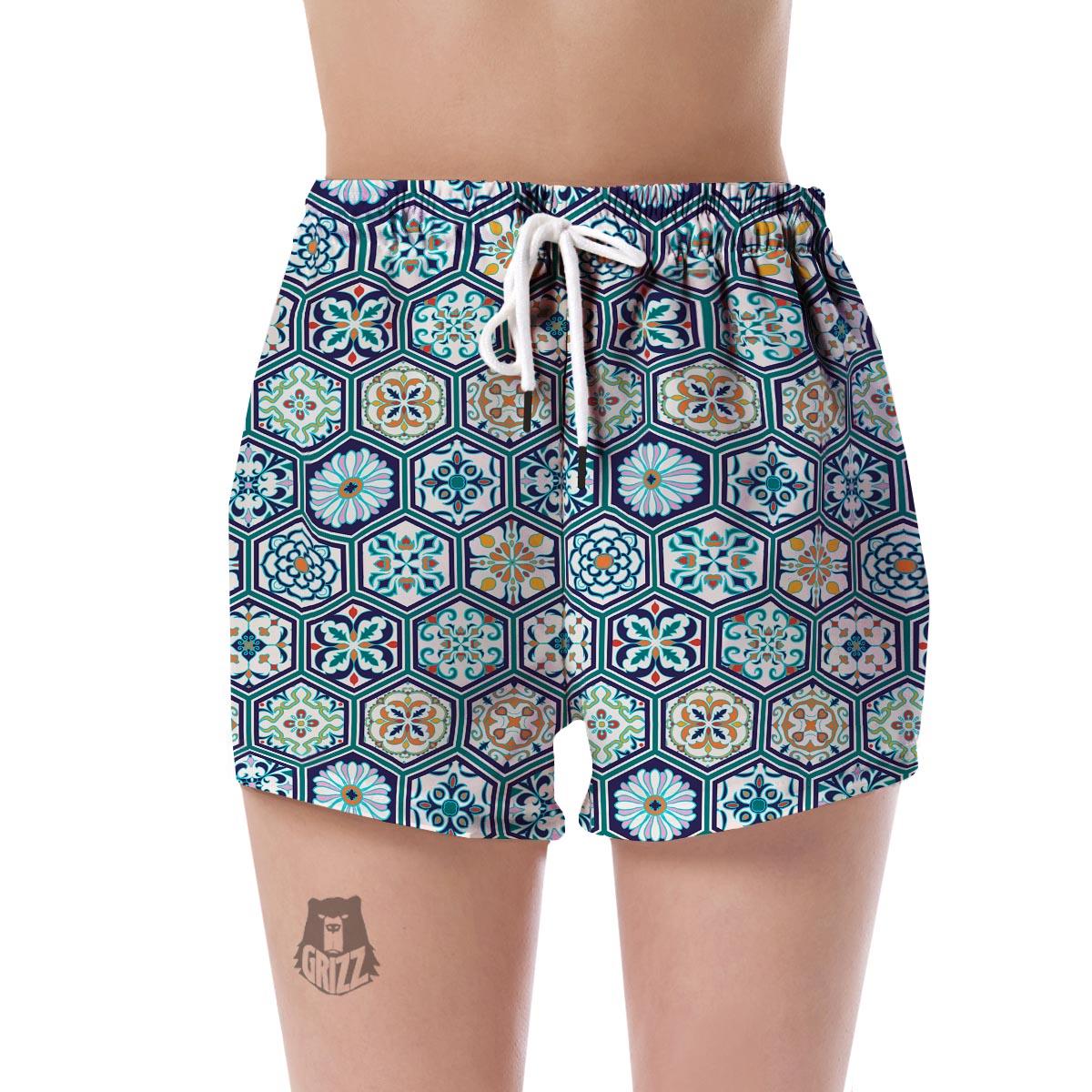 Mosaic Pattern Print Women's Shorts-grizzshop