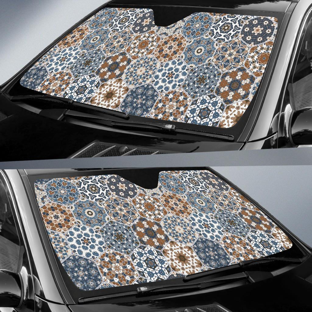 Mosaic Print Pattern Car Sun Shade-grizzshop