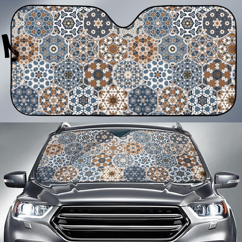 Mosaic Print Pattern Car Sun Shade-grizzshop