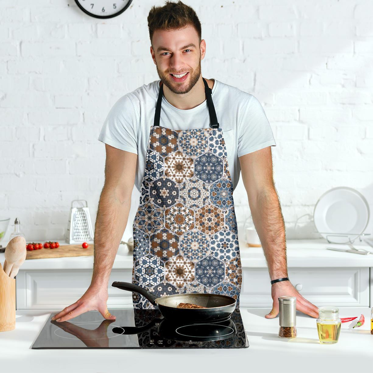 Mosaic Print Pattern Men's Apron-grizzshop