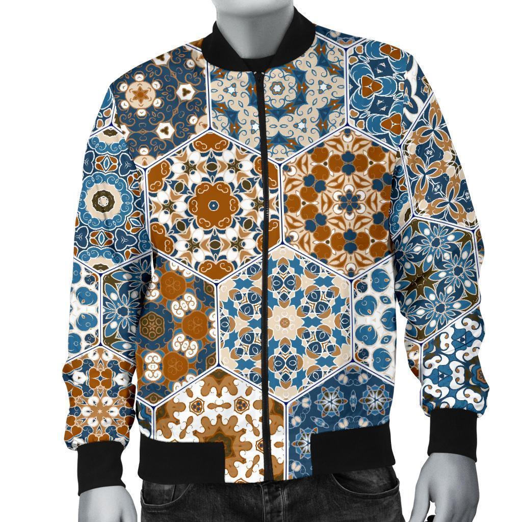 Mosaic Print Pattern Men's Bomber Jacket-grizzshop