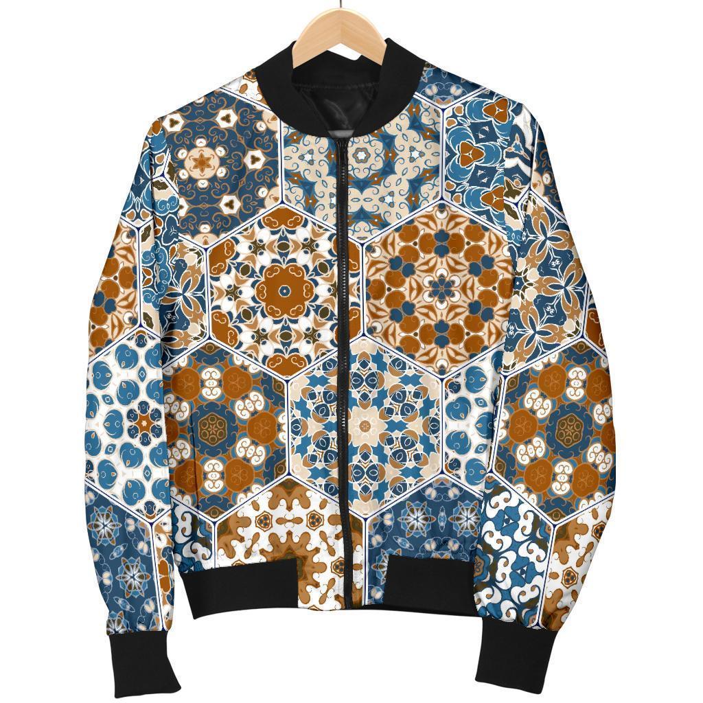 Mosaic Print Pattern Men's Bomber Jacket-grizzshop