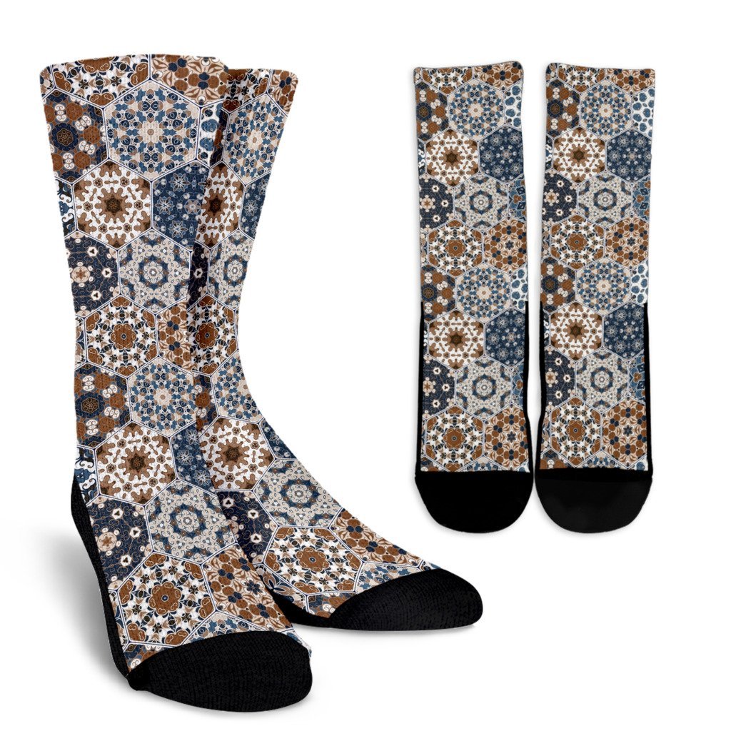 Mosaic Print Pattern Unisex Crew Socks-grizzshop