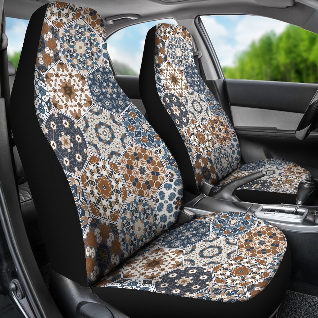 Mosaic Print Pattern Universal Fit Car Seat Covers-grizzshop