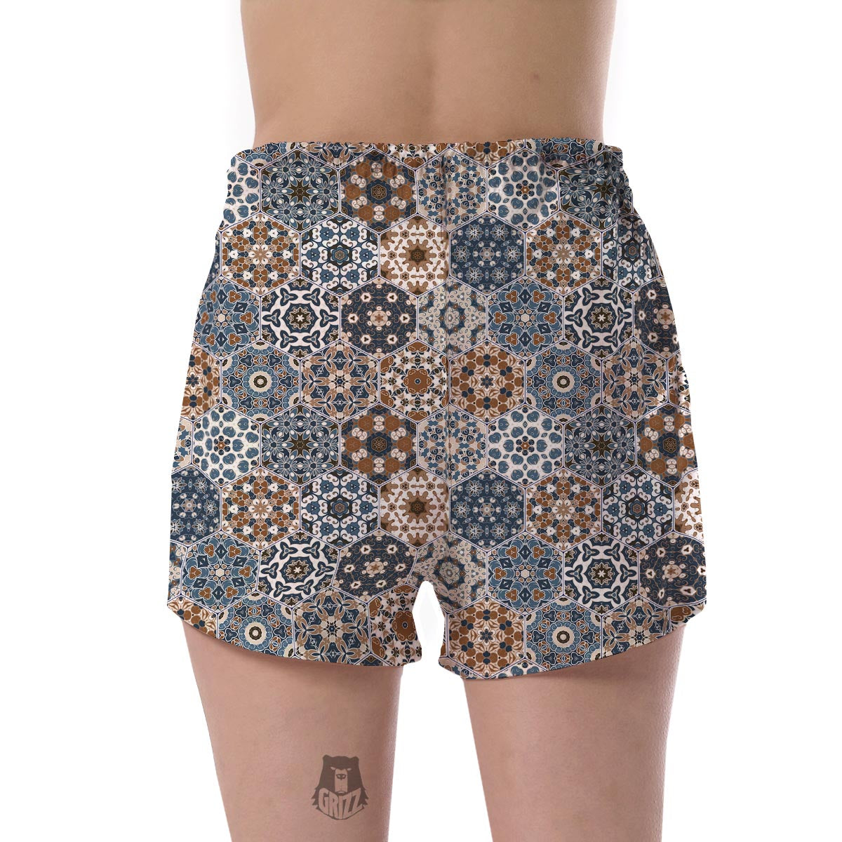 Mosaic Print Pattern Women's Shorts-grizzshop