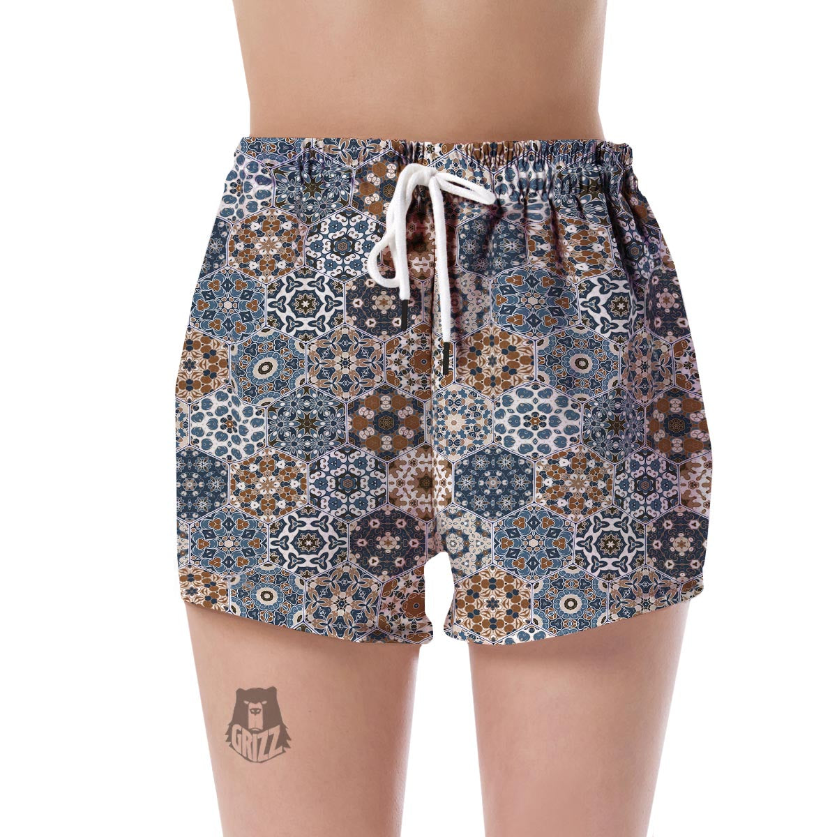 Mosaic Print Pattern Women's Shorts-grizzshop