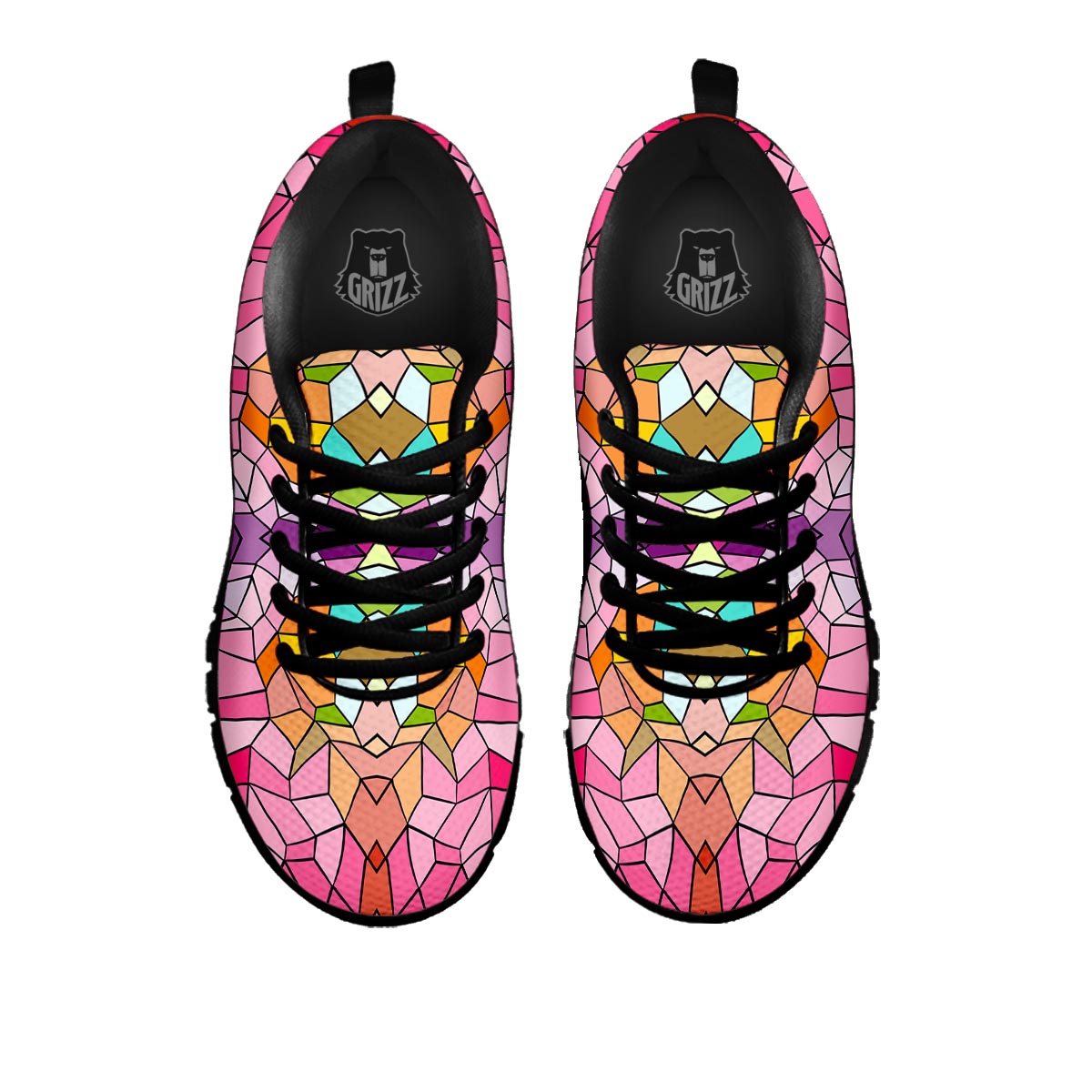 Mosaic Stained Glass Print Pattern Black Sneaker-grizzshop