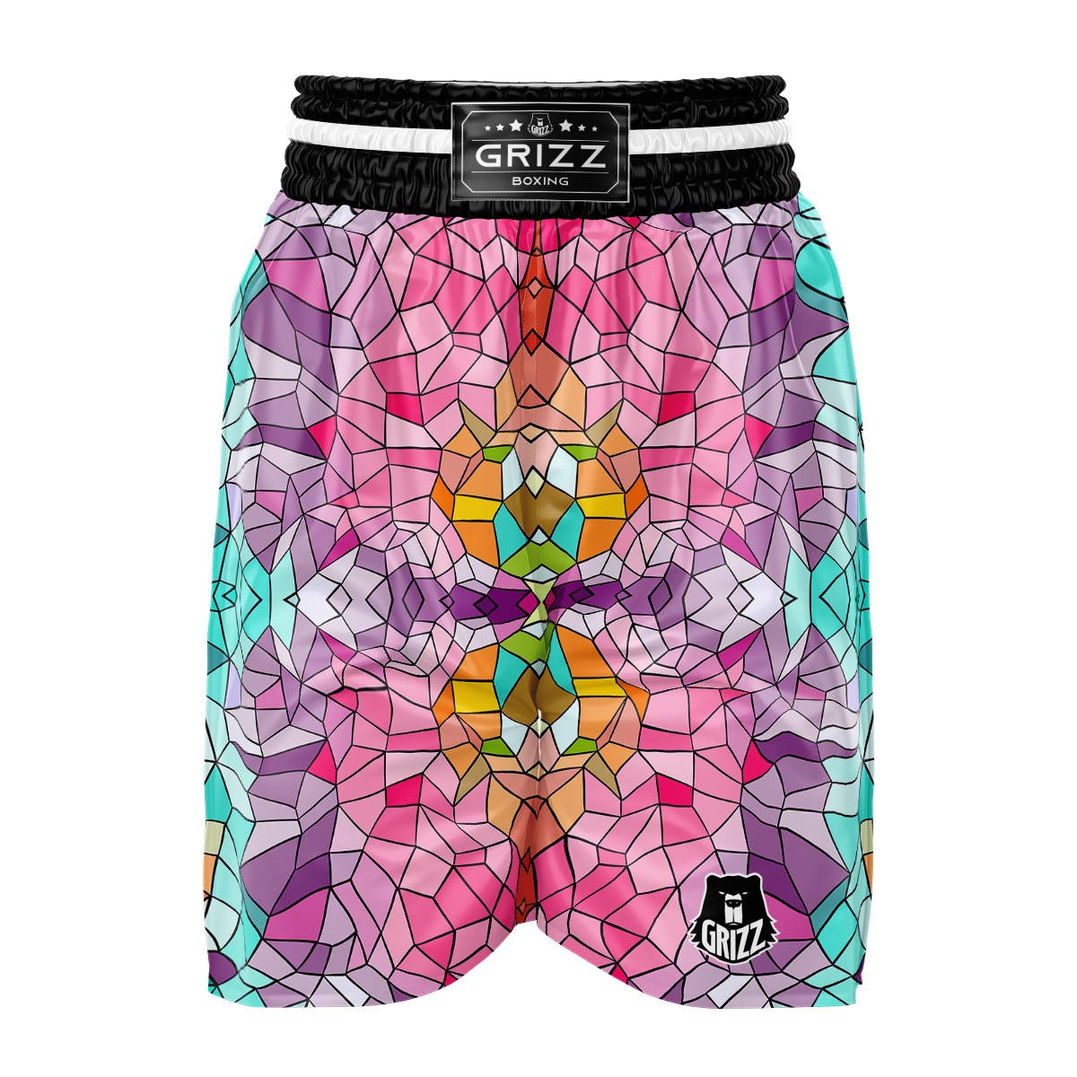 Mosaic Stained Glass Print Pattern Boxing Shorts-grizzshop