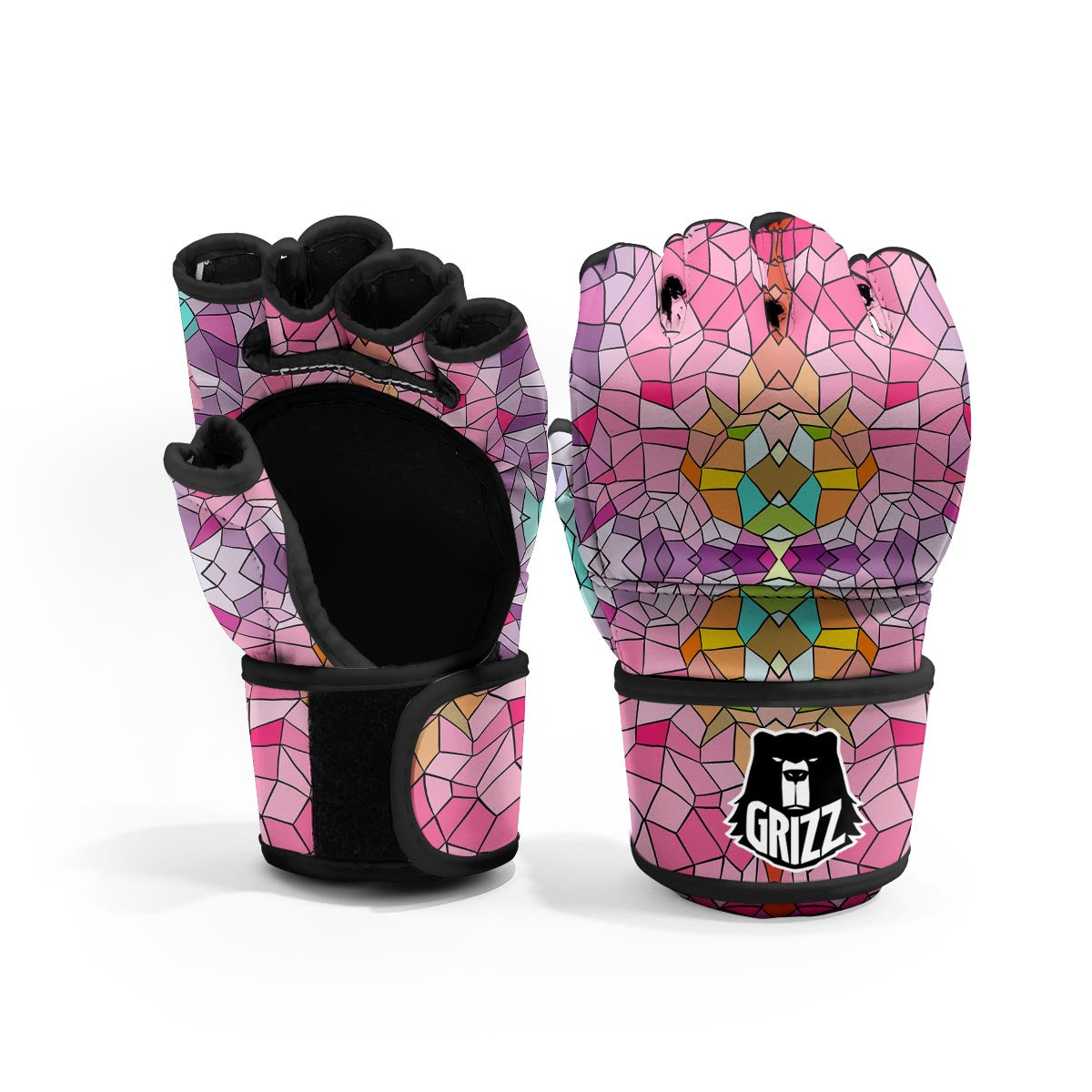 Mosaic Stained Glass Print Pattern MMA Gloves-grizzshop