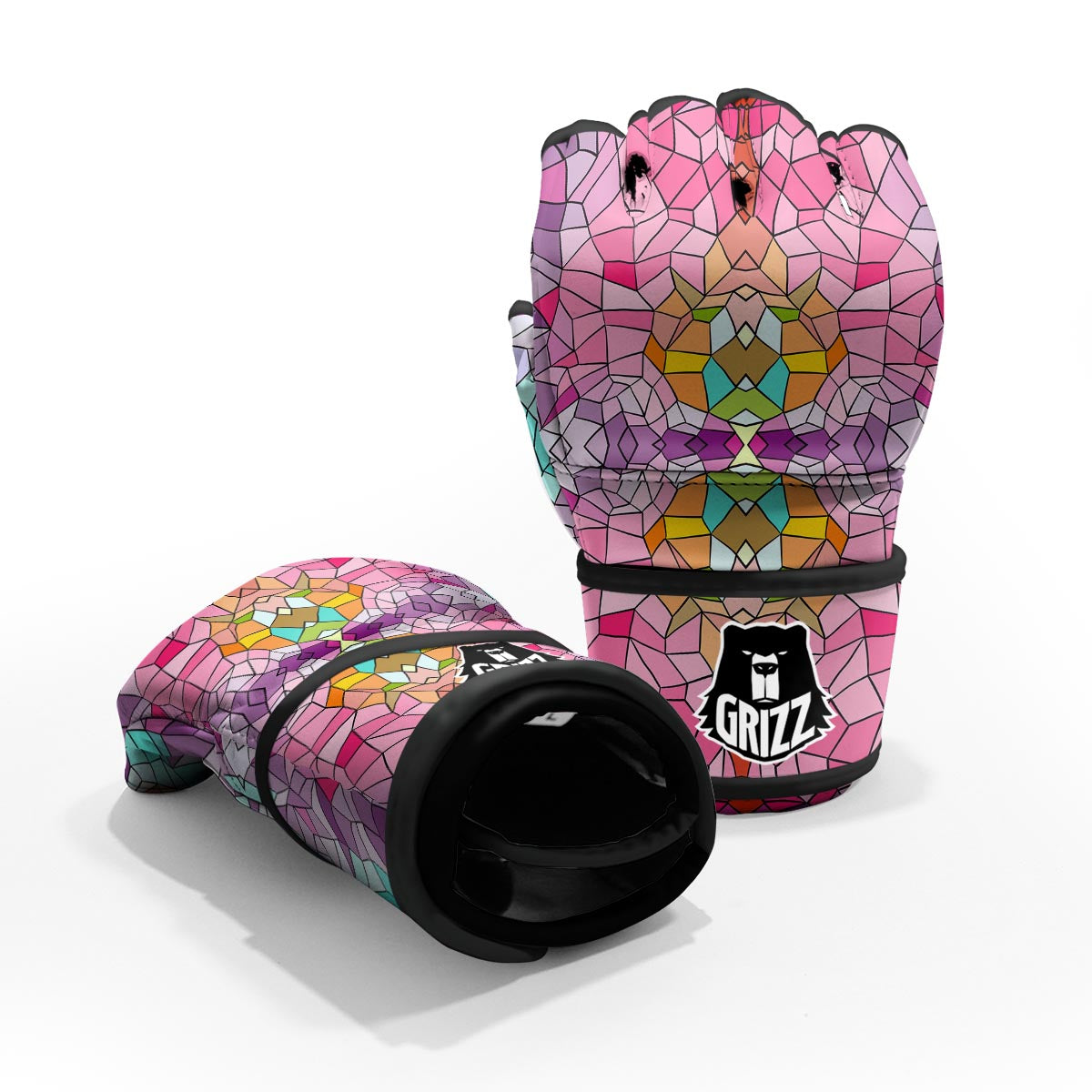 Mosaic Stained Glass Print Pattern MMA Gloves-grizzshop