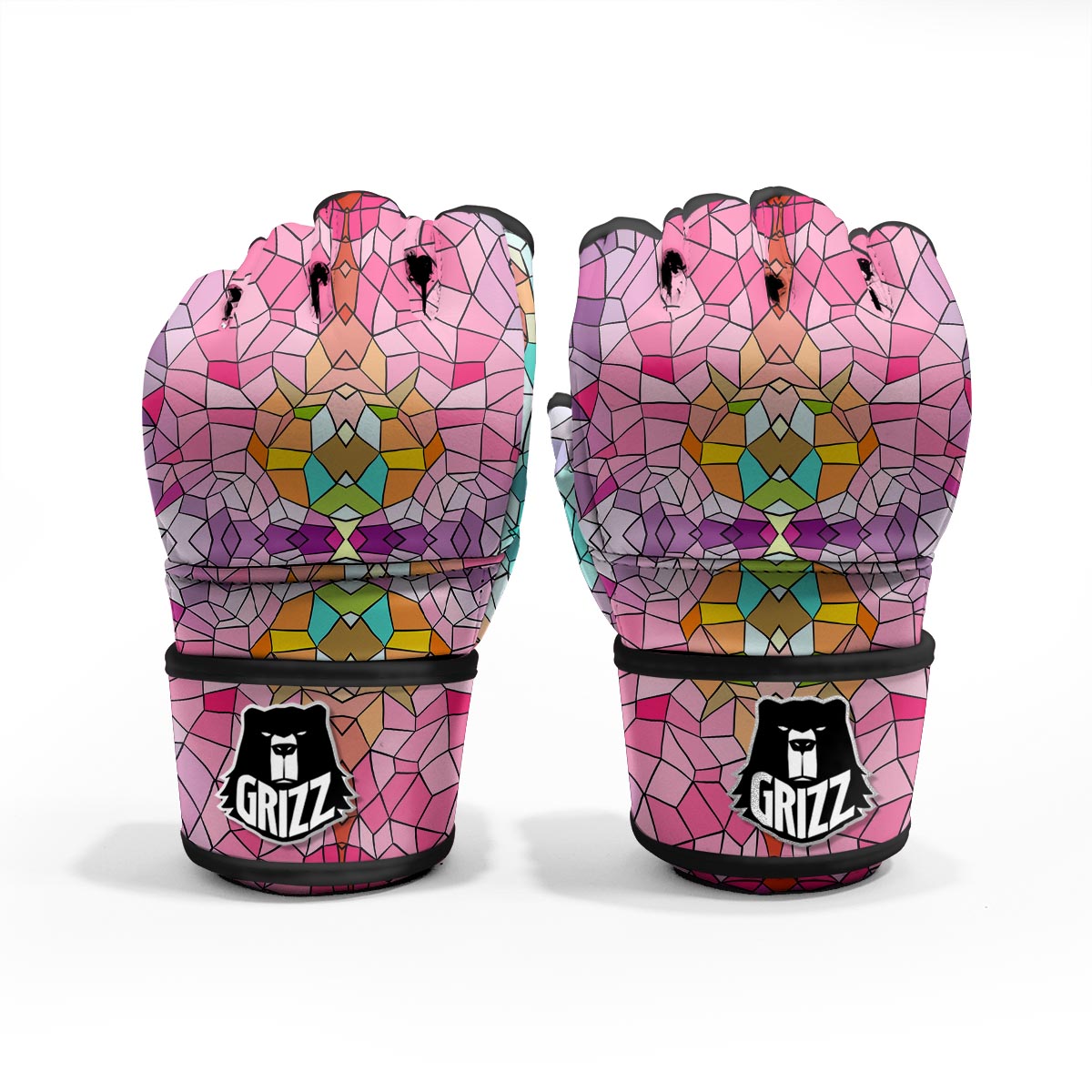 Mosaic Stained Glass Print Pattern MMA Gloves-grizzshop