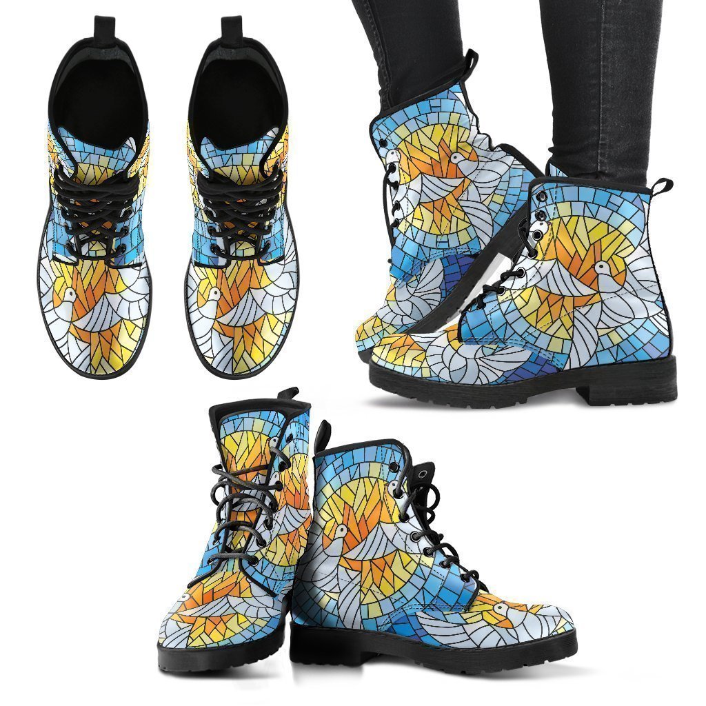 Mosaic Sun and Moon Women's Leather Boots-grizzshop
