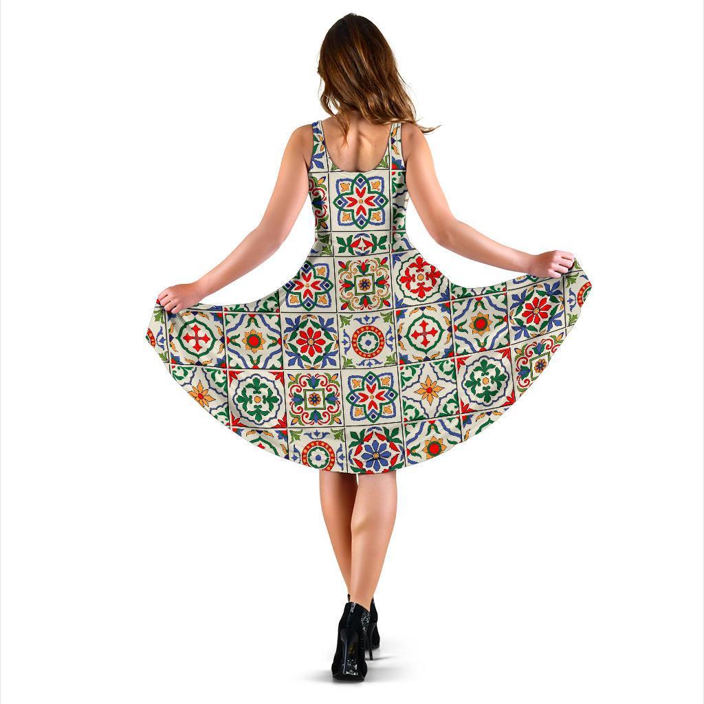 Mosaic Colorful Print Pattern Dress-grizzshop
