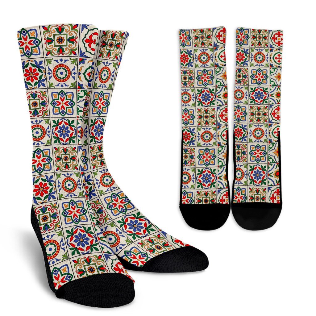 Mosaic Colorful Print Pattern Unisex Crew Socks-grizzshop