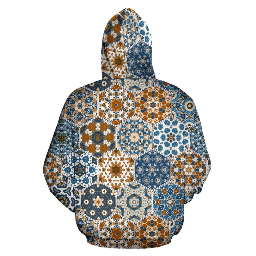 Mosaic Print Pattern Men Women Pullover Hoodie-grizzshop