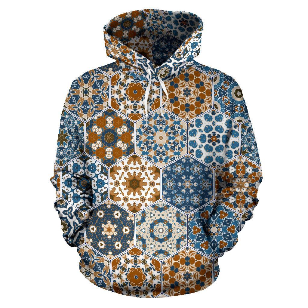Mosaic Print Pattern Men Women Pullover Hoodie-grizzshop
