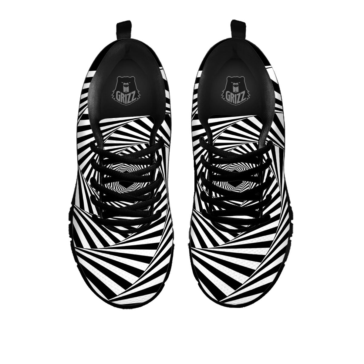 Motion Illusion Angular Swirl Print Black Sneaker-grizzshop