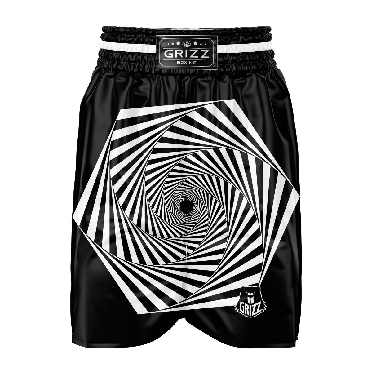 Motion Illusion Angular Swirl Print Boxing Shorts-grizzshop
