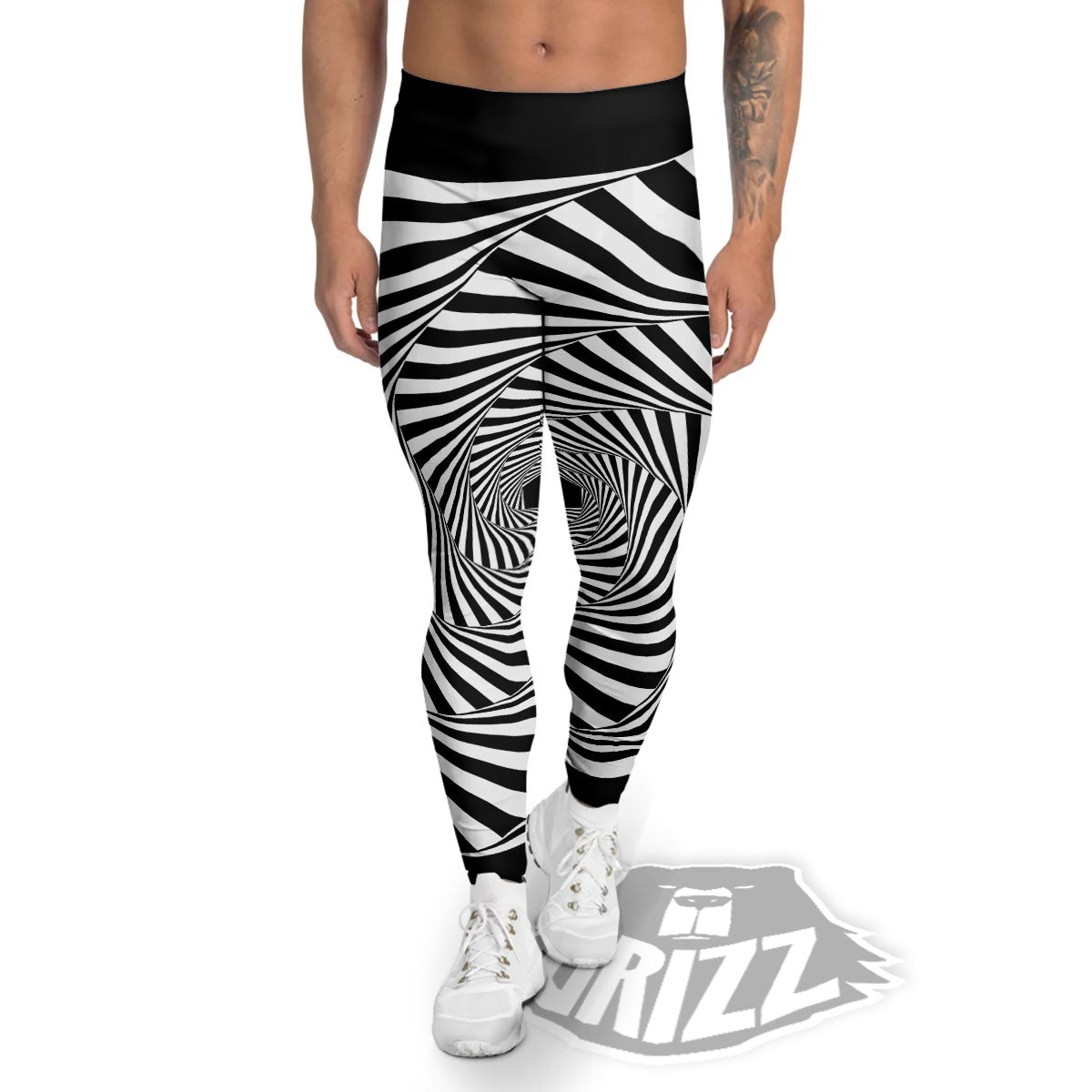 Motion Illusion Angular Swirl Print Men's Leggings-grizzshop