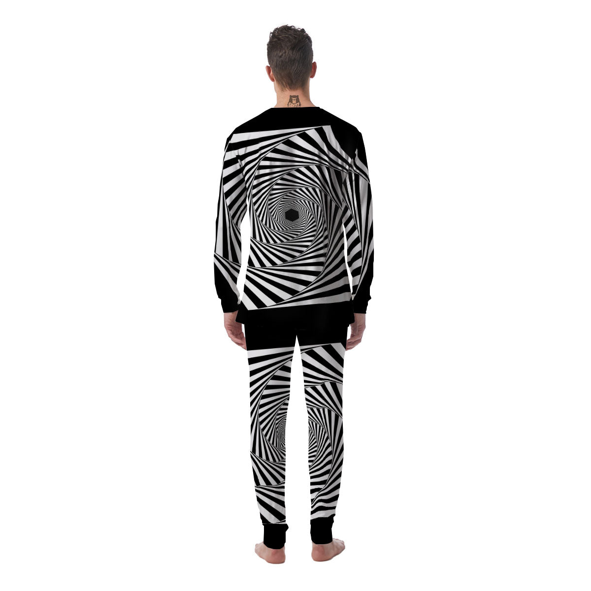 Motion Illusion Angular Swirl Print Men's Pajamas-grizzshop