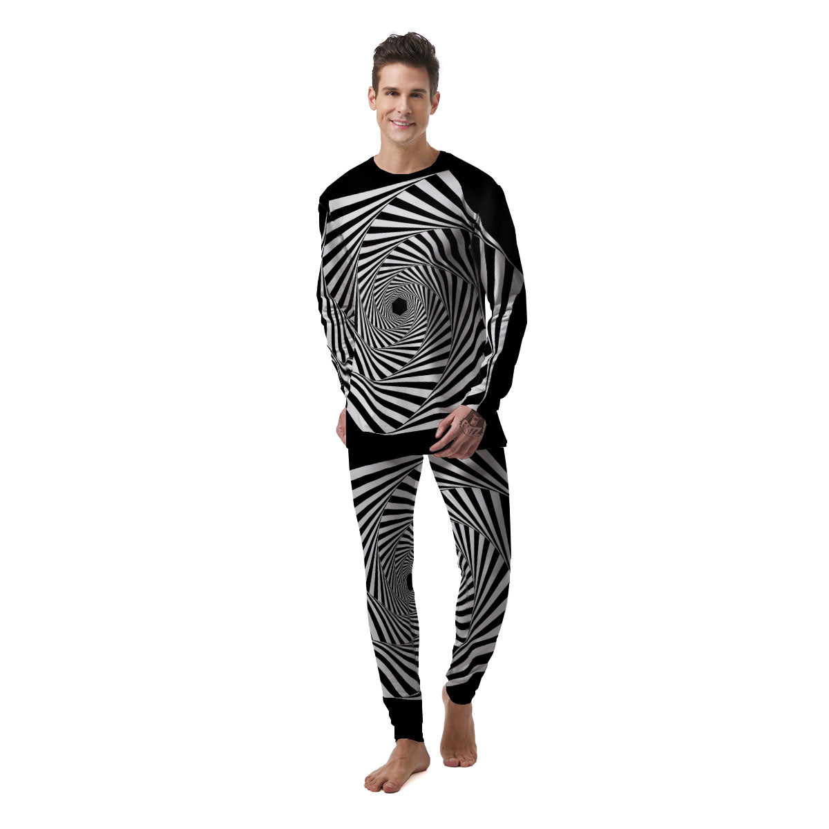 Motion Illusion Angular Swirl Print Men's Pajamas-grizzshop