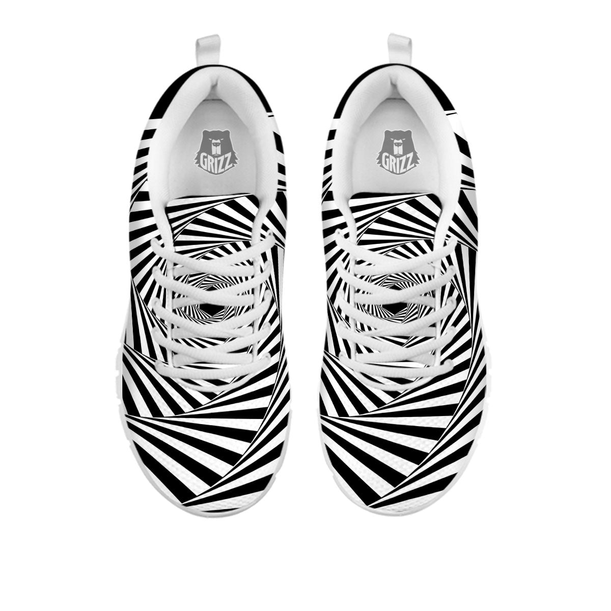 Motion Illusion Angular Swirl Print White Sneaker-grizzshop