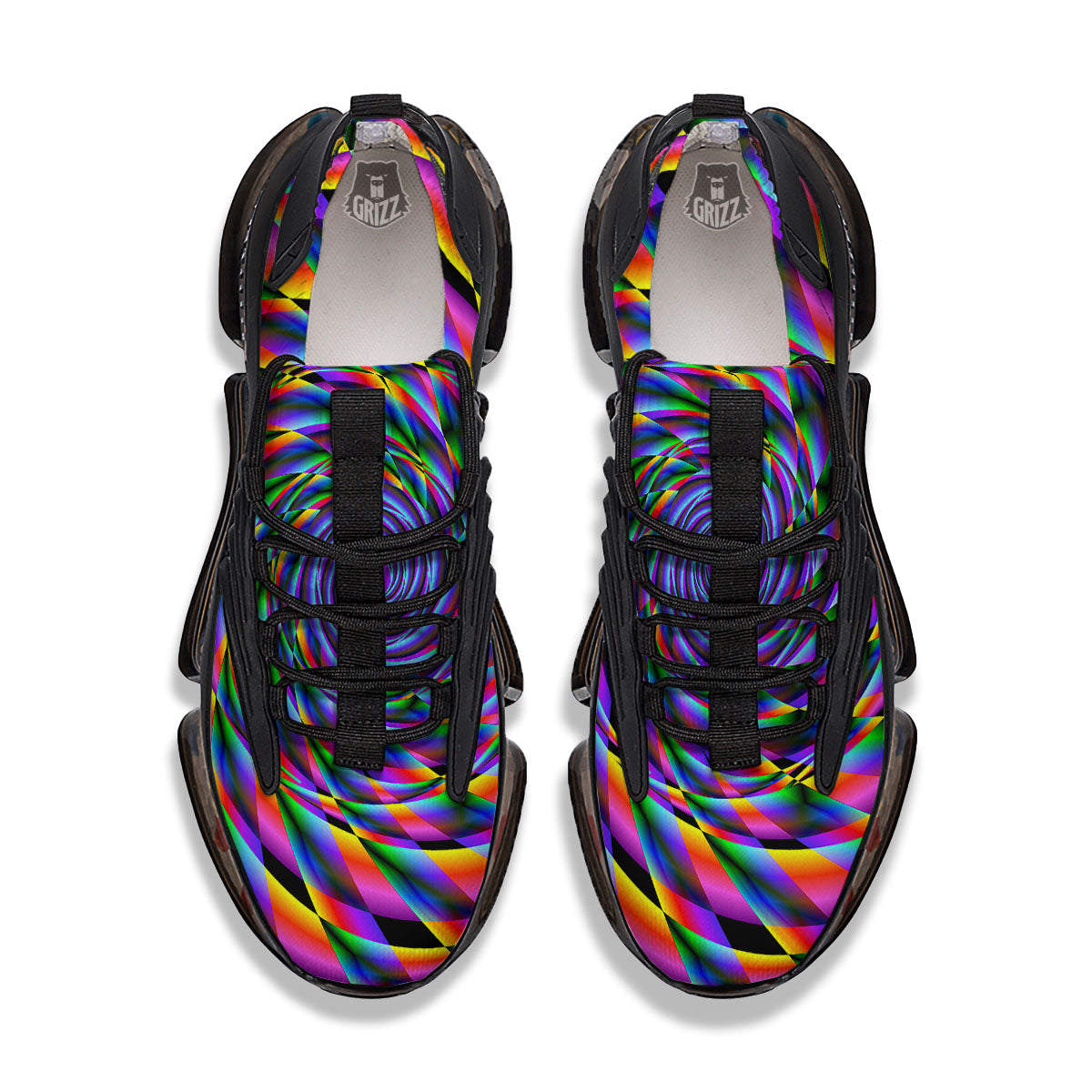 Motion Psychedelic Illusory Print Black Gym Shoes-grizzshop