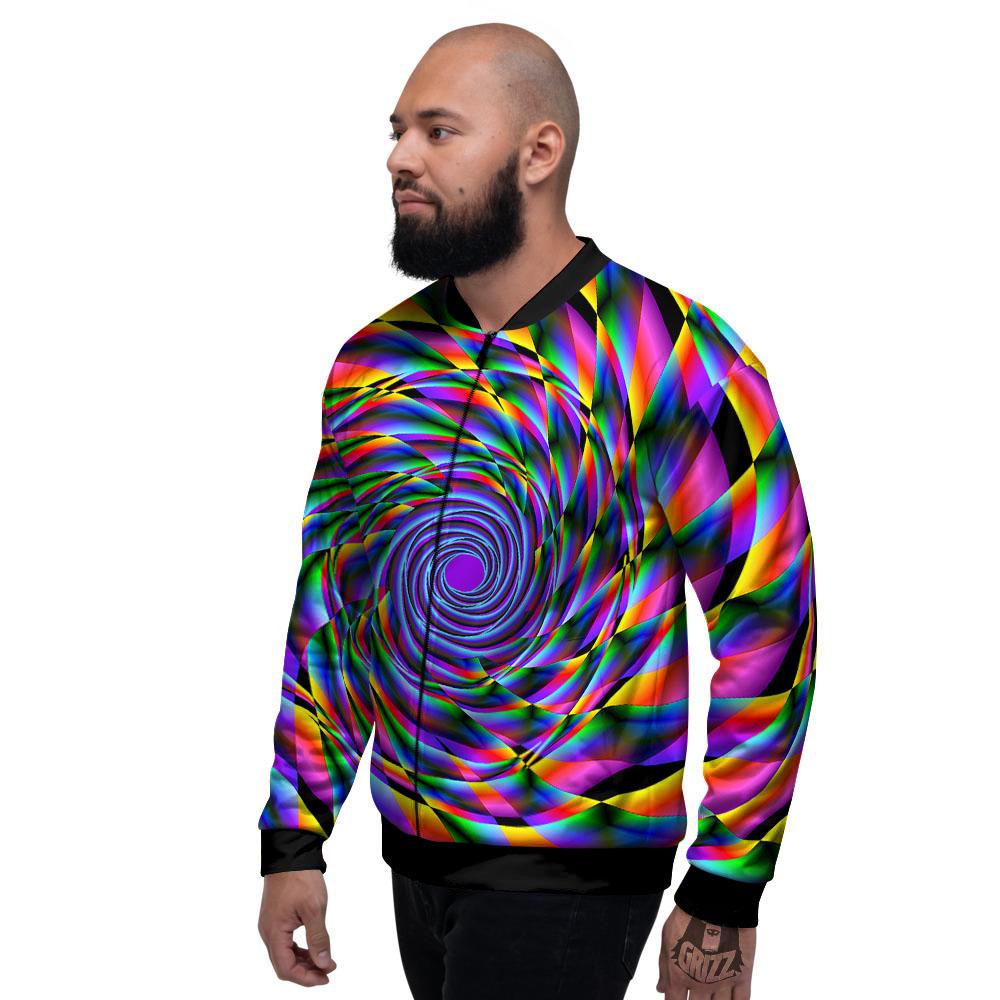 Motion Psychedelic Illusory Print Men's Bomber Jacket-grizzshop