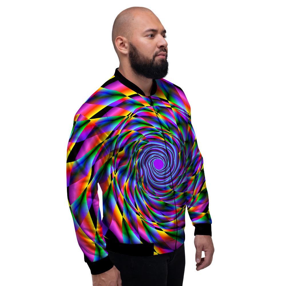 Motion Psychedelic Illusory Print Men's Bomber Jacket-grizzshop