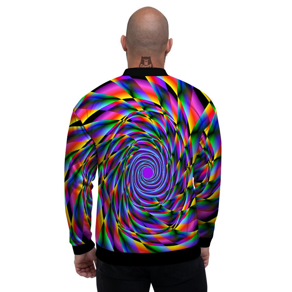 Motion Psychedelic Illusory Print Men's Bomber Jacket-grizzshop